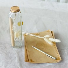 러블리팜 타임캡슐 유리병 프리저브드 믹스 플라워 손편지 LED조명 + 선물박스 세트, 크림(플라워), 화이트(선물박스)