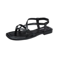 shoes& 女款夾腳繫帶涼鞋 SN414, 235, 黑色