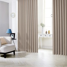 SIWOO DECO 夏洛特穿環式遮光窗簾 2入 + 窗簾綁帶 2入組, 牛奶米色