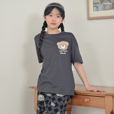 코코드림 주니어용 학생 럭키 곰곰스타 반팔 반바지 홈웨어 잠옷 세트