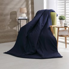 Ishur 伊舒爾 素色柔絲棉 鋪棉涼被, 深海藍