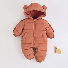 Bebeniz 嬰幼兒簡約素色連帽鋪棉連身衣