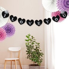 Tiara I LOVE YOU 派對不織布掛旗, 2個, 黑色