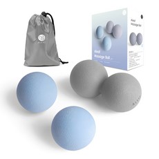 Aleaf 按摩指壓球組 (含2顆單球+1顆花生球), 天空藍+灰色, 1組