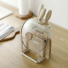 ANSWERFIT 廚房簡約白色木質刀砧板收納盒, 1個, 型號1