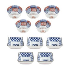 華麗花卉小菜盤 2款 x 5入組, 菊花, 方形, 1套