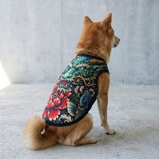 Grooming Dog 寵物潮酷涼感無袖紋身T恤, 龍, 1個