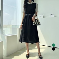 2nd Ground 女款長版無袖連衣裙, 黑色