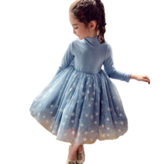 天使眼女童款星星蓬蓬紗長袖連身裙