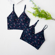 印花細肩帶胸墊背心 2件組