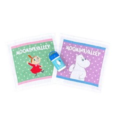 MARUSHIN 丸真 Moomin 純棉洗臉巾2件組 附提把外盒, 1套, 姆明和小不點