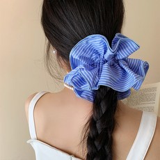 모이르벨라 여성용 아쿠아 스트라이프 헤어 슈슈 밴드 2개