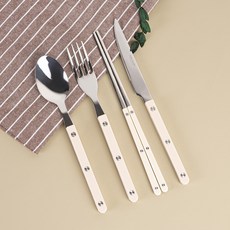 티니블랑 레브 1인 한식 커트러리 풀세트, 아이보리, 1세트, 디너스푼 + 디너포크 + 디너나이프 + 젓가락