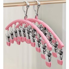 Malltoday 絕不錯過 不鏽鋼曬衣曬襪架 2入, 05 粉紅色