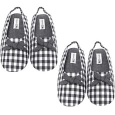 HOME ALICE 格紋蝴蝶結室內鞋套, 灰色, 2雙
