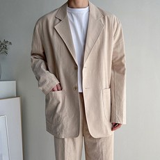 머시따 남성용 통기성 린넨엣지 오버핏 자켓