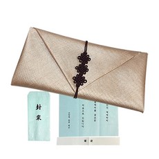 現金禮金袋袋型結繩包袱+高級紅包袋, 淺褐色的, 1張