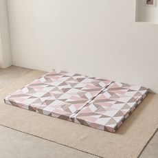 지니앤퍼니 모리 3단 접이식 고탄성 토퍼 매트리스, 핑크, 80mm