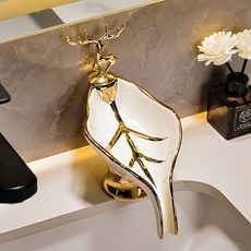 Mirnoa 高級浴室廚房陶瓷鹿造型肥皂架 MMM3525, 白色, 1個