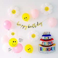 PARTYHAE 生日派對氣球組, 1套, A 02 微笑雛菊 粉紅色