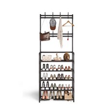 Zunics鞋子整理及衣架掛勾多功能收納架 60cm, 黑色