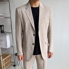 meosidda 男士透氣英倫風亞麻格紋夾克