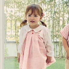 agabang 幼兒貝琪格紋海軍風無袖連身裙