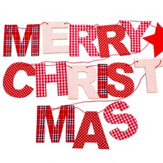 布藝裝飾木製聖誕節字母橫幅 大, 混合色, 1個