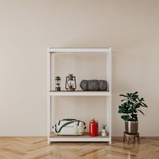 스피드랙 국내 제조 무볼트 조립식 철제 앵글 선반, 화이트, 3단