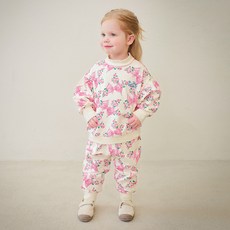 mollimelli 女童款閃亮蝴蝶結花朵半高領長袖衣褲套裝