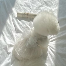 Artipet 寵物蝴蝶結透氣婚紗, 白色, 1個