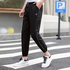 Elsso 情侶款涼感絲綢休閒運動褲