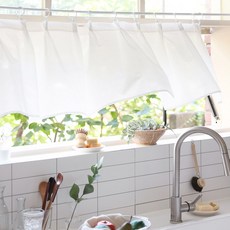 BELLELIFE 飄逸蝴蝶褶短窗簾, 白色