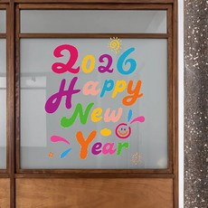 Wavy Days 彩虹新年快樂玻璃裝飾貼紙, 單一款式