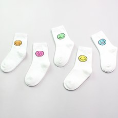 KIDS FUTURE 孩童款表情圖案素色中筒襪 5雙