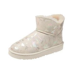 女款亮面迷彩紋內刷絨雪靴