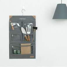 黃麻復古牆壁收納口袋, 灰色的