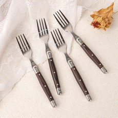 까르투하 앙클라 라귀올 디저트 케이크 티 포크, 다크우드, 4개