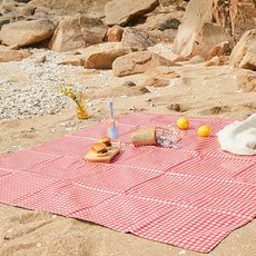 ARPEGGIO BASIC 感性防水野餐墊, 木紋格紋紅色