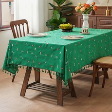 소유공간 캔디팝 태슬 테이블보, 그린, 1개, 150 x 180 cm