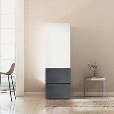 플레이트 광폭 주방수납장 600 방문설치, 진그레이