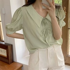 Ondiz 女款純色蝴蝶結V領寬鬆上衣