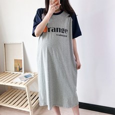 印花孕婦短袖哺乳連身裙