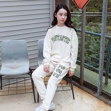 KISPO 女童圓領字母印花長袖T恤+運動長褲