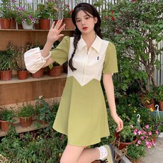 피어니스트 카라 집업 반팔 원피스 숏 빅사이즈 포함