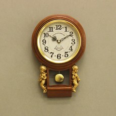 室內裝飾 古典復古 圓形天使擺鐘 kdyg050, 棕色