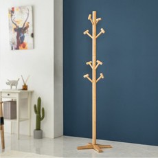 可愛圓形原木立式衣架, 天然