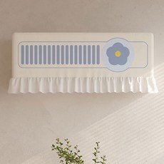 지앤와이 챠밍 프릴 벽걸이 밴딩 에어컨커버, 블루꽃