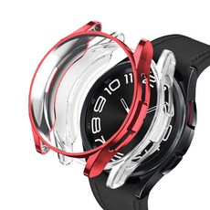 루아르모 갤럭시워치 TPU 풀커버 범퍼 케이스 2p 세트, 레드, 투명