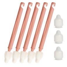 하이비 젖병 젖꼭지 세척솔 몽글이 롱 미니솔 5p + 먼지보호캡 3p, 1세트, 코랄